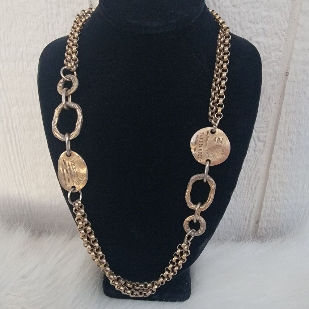 vintage gold tone layered chunky necklace